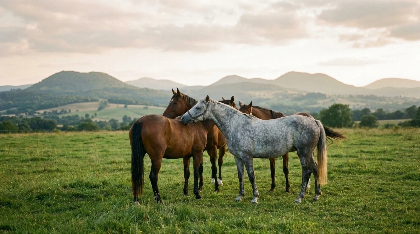 Les chevaux du Ecurie de Gatt en liberté, Puy-de-Dôme